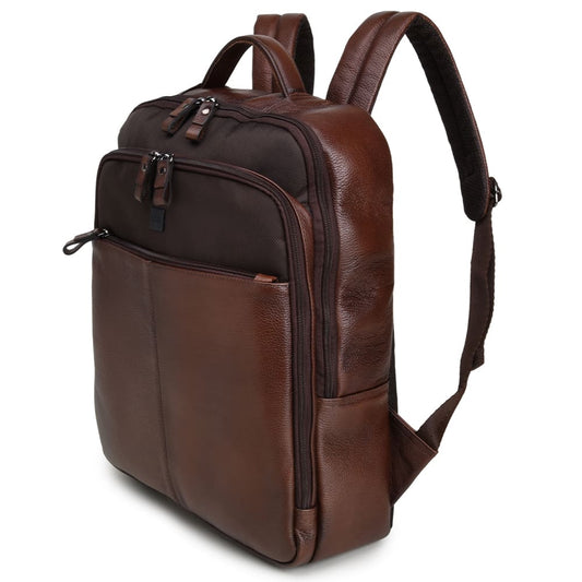 Men's Cognac & Coffee Leather Backpack – CNS M103