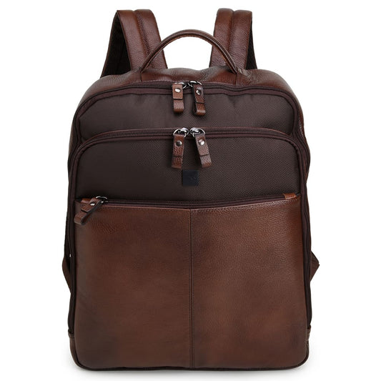 Men's Cognac & Coffee Leather Backpack – CNS M103