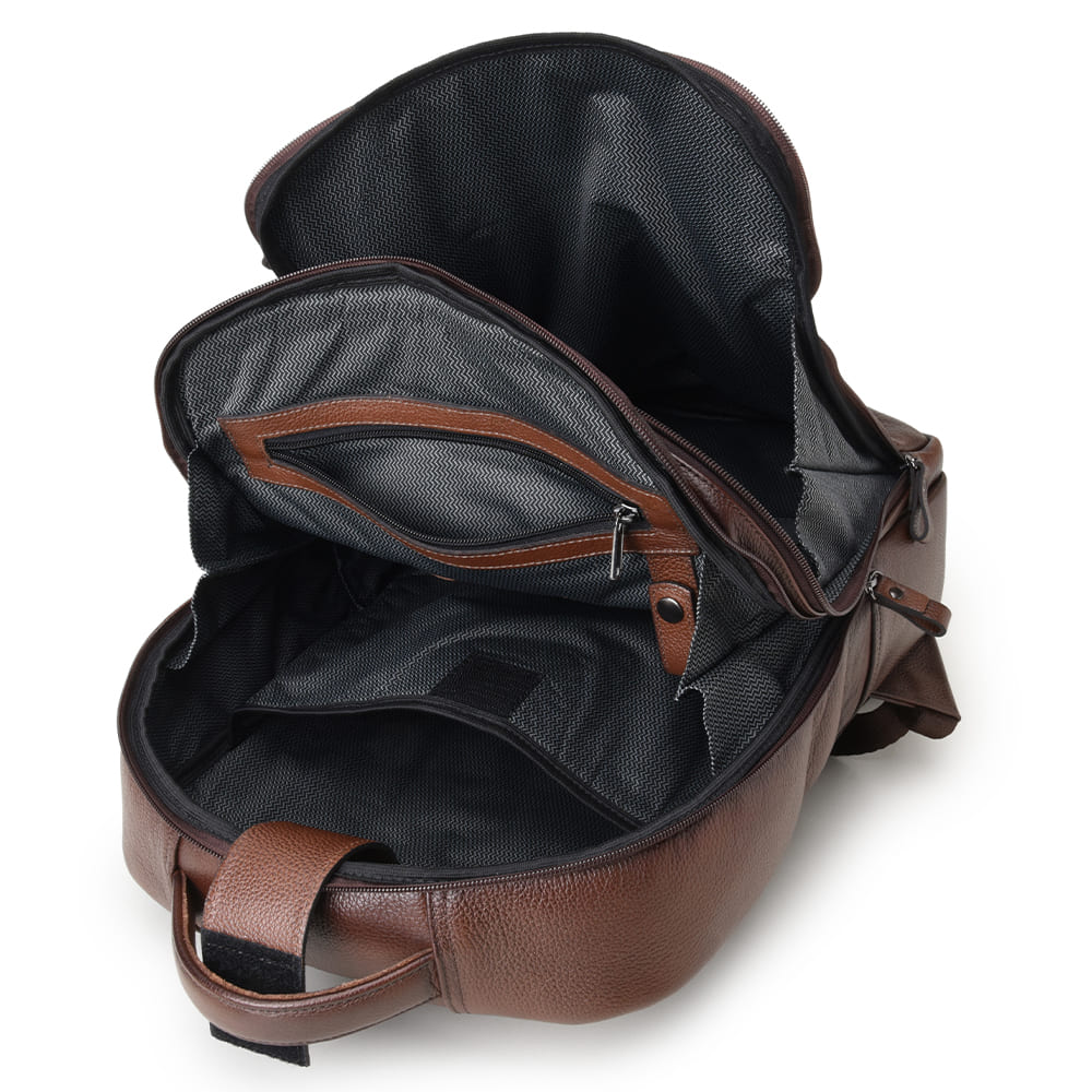 Men's Cognac & Coffee Leather Backpack – CNS M103