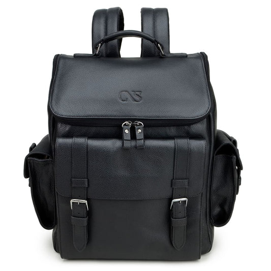 Men's Black Leather Backpack – CNS M187